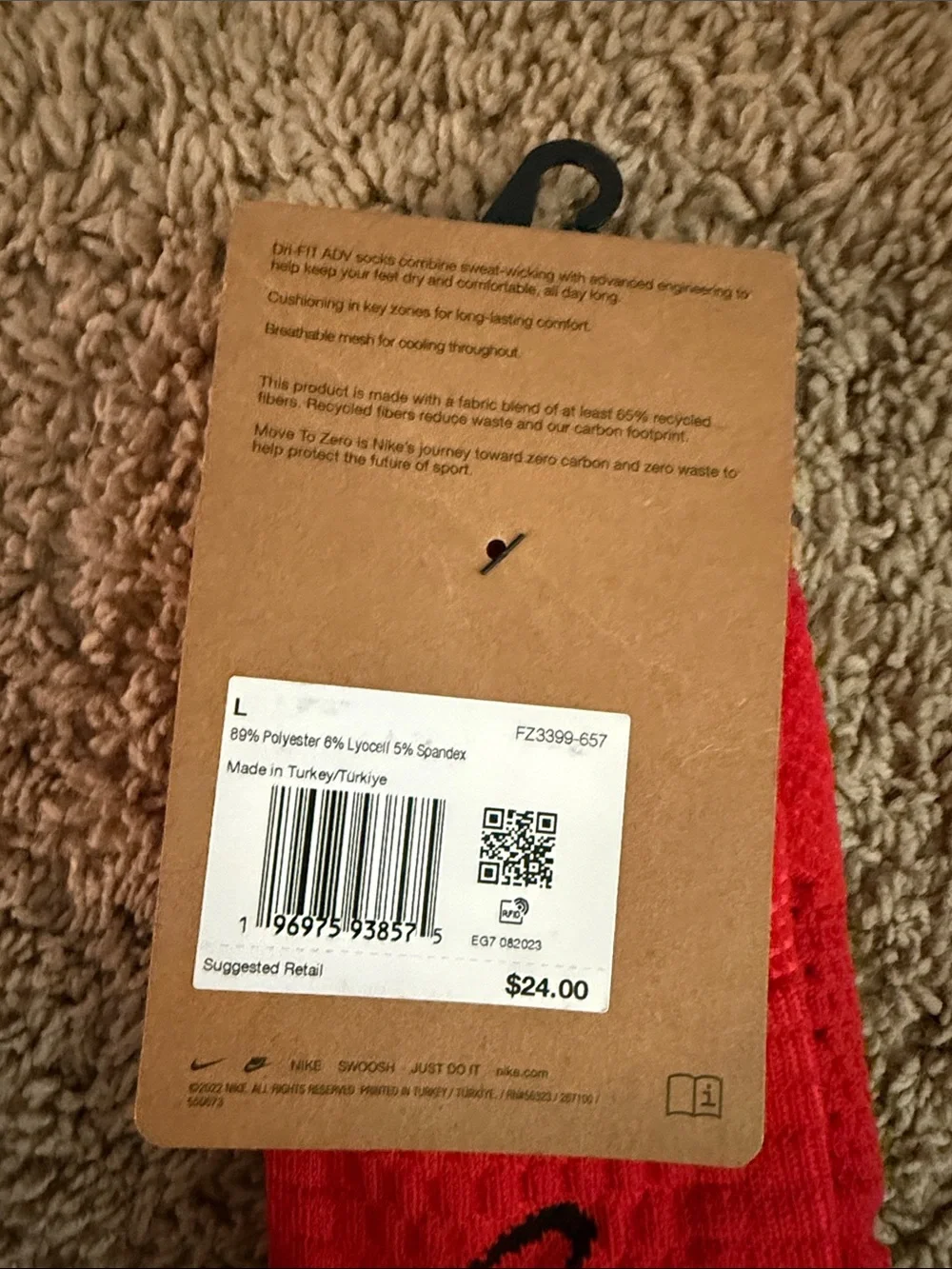 Nike Red Performance Multisport Socks with Black Swoosh